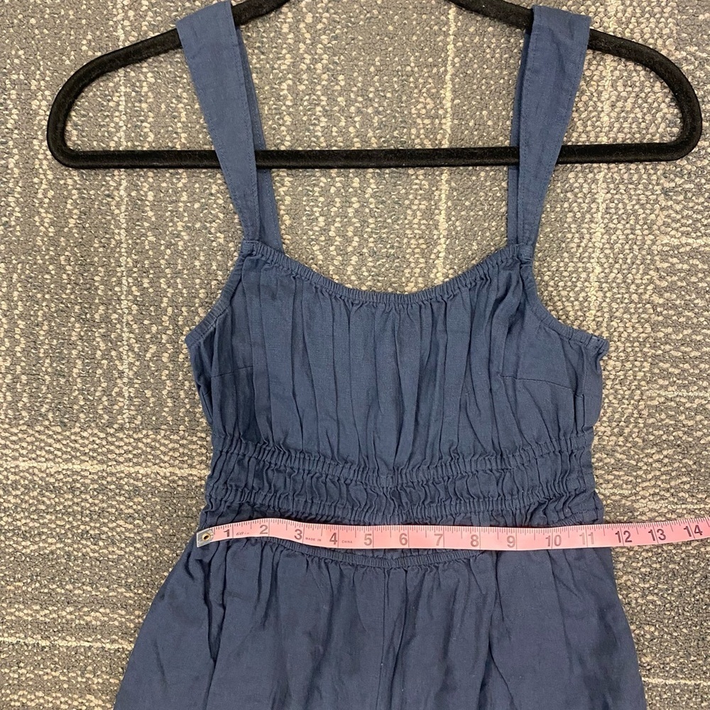 NWT Madewell Linen Blend Sophie Tank WideLeg Jumpsuit Size XXS Dark Baltic - Picture 11 of 15